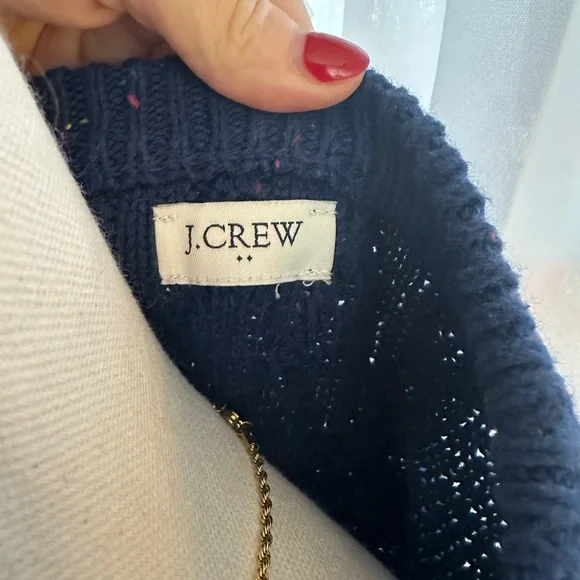 J. Crew Donegal Cable Knit Crew Nevk Sweater Navy XL - Picture 10 of 12